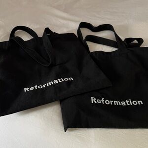 Reformation Black Canvas Tote with White Logo